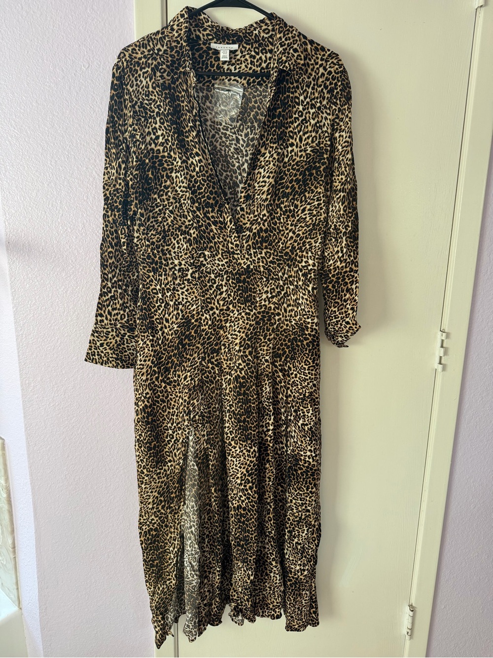 Topshop Leopard Print Midi Dress - Brown/Black